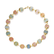 Todd Reed necklace made with 18k yellow gold and pastel colored baryl beads